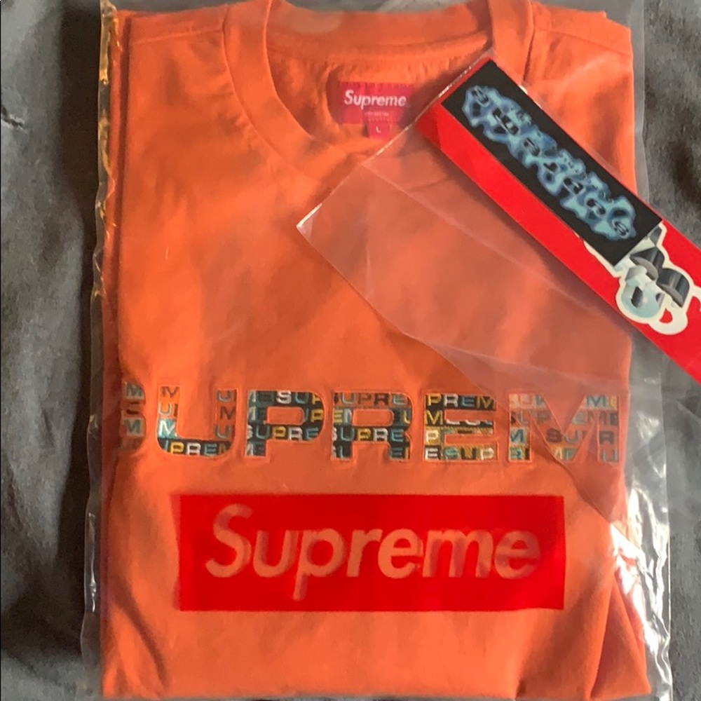 Supreme 2020 meta logo long sleeve orange L